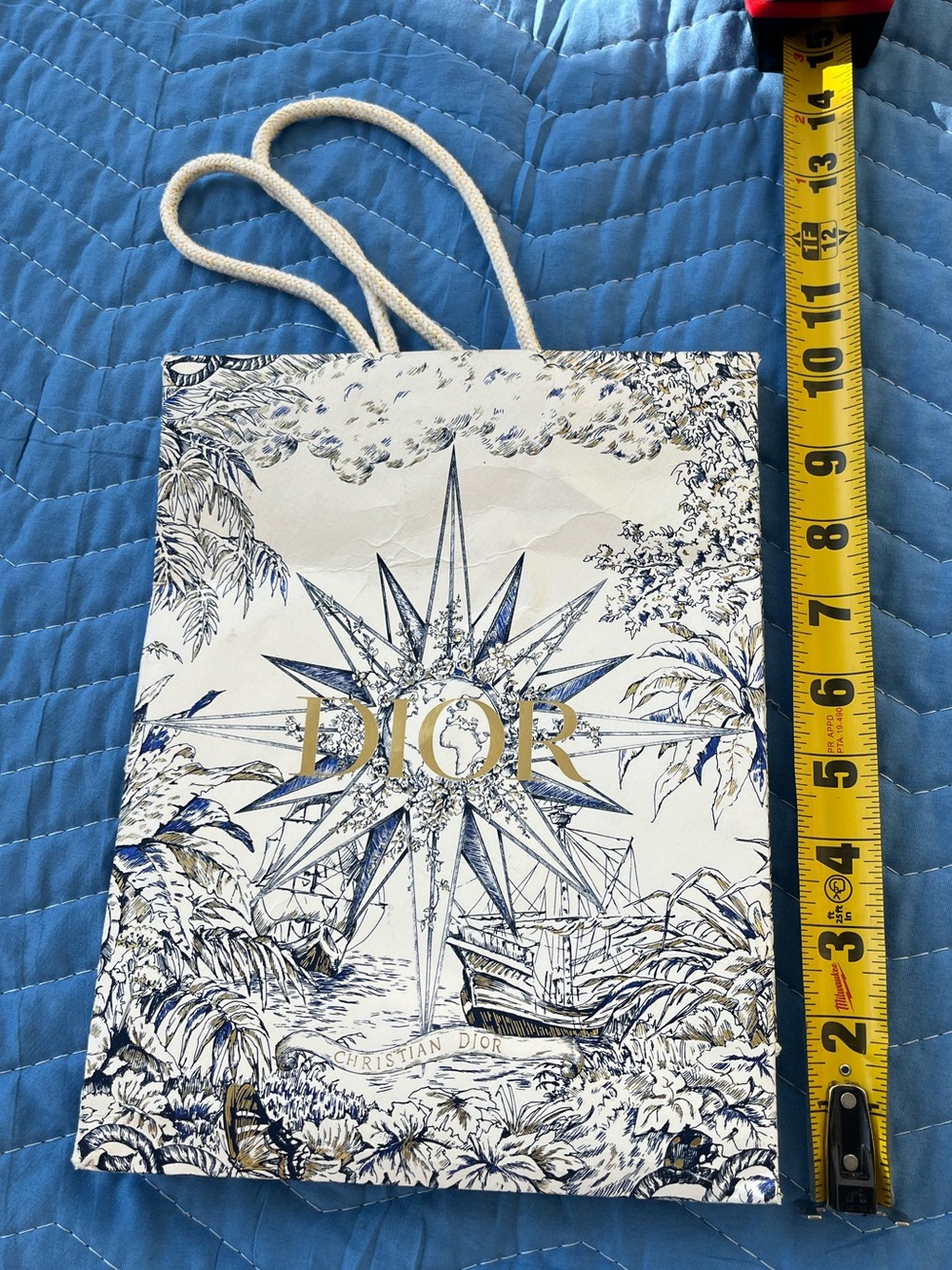 Christian DIOR • gift bag • discontinued navy & white design stamped with gold